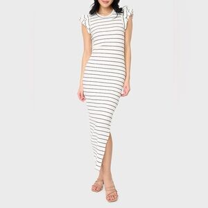 Gibsonlook Ruffle Sleeveless Striped Knit Maxi Dress EUC size XXS